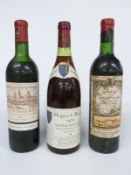 Three bottles of French red wine comprising Chateau Rausan Gassies 1971, Volnay-Santenots 1979 and
