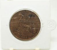 1889 Victorian bronze penny, unc with lustre