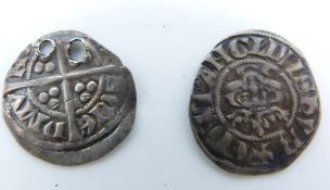 1307-1327 Edward II hammered penny, VF, Canterbury Mint, together with a Bury St Edmunds Mint