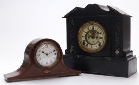Nineteenth century slate mantel clock, the two train movement by the Ansonia Clock Company, New