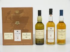 The Classic Malts Collection three bottle single malt whisky set comprising Caol Ila 12 year old,