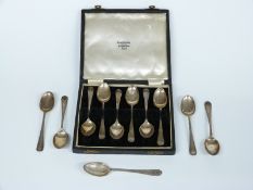 Cased set of six hallmarked silver teaspoons and five further hallmarked silver teaspoons, weight