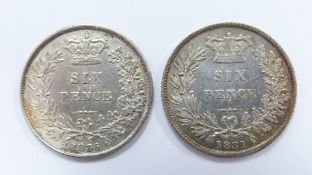 1831 William IV sixpence, VF,  together with a similar 1836 example