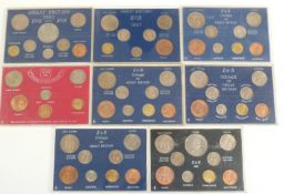 Eight 1960's Coinage of Great Britain coin sets comprising 1960, 1961, 1962, 1963, 1964, 1965,