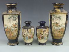Two pairs of Japanese vases, height 39cm
