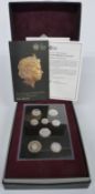 Silver proof set The Fourth Circulating Coinage Portrait, Final Edition, eight coins one penny to