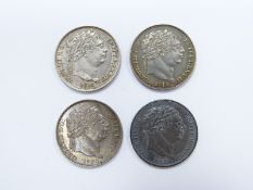 Four George III 'bull head' sixpences, 1816, 1817, 1818 and 1819, all VF-EF