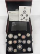 Royal Mint 2014 premium proof coin set comprising 14 coins and medal, including two pound, three one