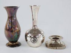 Two German white metal vases, one marked Wilkens 835 the other 925, height of both 14cm, weight 186g