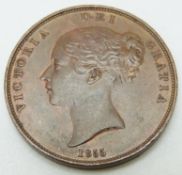 1855 Victorian copper penny OT, EF-unc