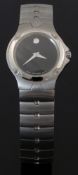 Movado Sports edition ladies wristwatch ref. 0604835 with silver dauphine hands, black face,