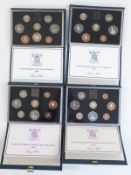 Royal Mint UK proof coin sets in deluxe cases comprising 1983 -1986 inclusive