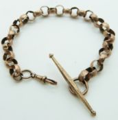 Victorian rose gold Albert/ bracelet made up of faceted links, 15.8g