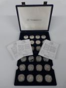 Set of 24 silver proof Revolution and Restoration £5 coins, in fitted case
