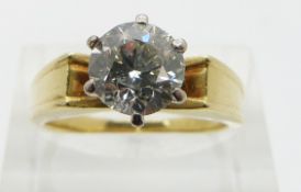 An 18ct gold ring set with a diamond of approximately 1.66ct, the diamond purchased in South Africa,
