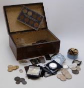 A collection of UK coinage, modern crowns etc to include Charles II farthing, George II halfpenny