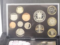 Royal Mint 2009 proof coin set comprising 14 coins, including two two pound, one pound and Kew
