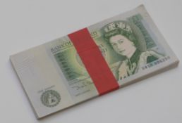 Fifty consecutive 'Somerset' UK one pound notes, uncirculated, in original band
