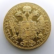 1915 Austrian gold one Ducat coin, 3.5g