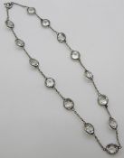 Art Deco platinum necklace set with clear paste, 17cm long