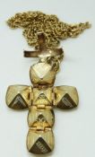 A silver gilt Masonic pendant on a 9ct gold necklace, 6.2g