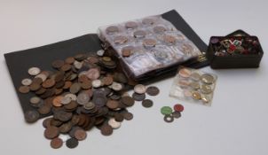 A collection of UK and overseas coinage, Queen Victoria onwards, includes some in an album, 1950s