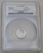 1821 CGS slabbed 'bull head' sixpence CGS 60, first bust, first reverse