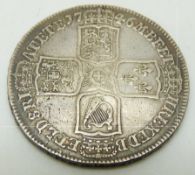 1746 George II half crown, older head LIMA, plain angles reverse, NONO egde, VF+