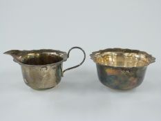 George VI hallmarked silver sugar bowl and jug, Birmingham 1943 maker Arnold E Williams, diameter of