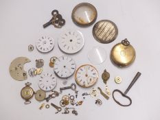 A collection of pocket watch movements and parts including Henry Peck, A. Goldstein of Rochester