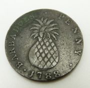 1788 Barbados penny token, NVF