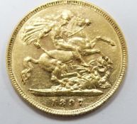 1897 gold half sovereign, cased with London Mint Office certificate