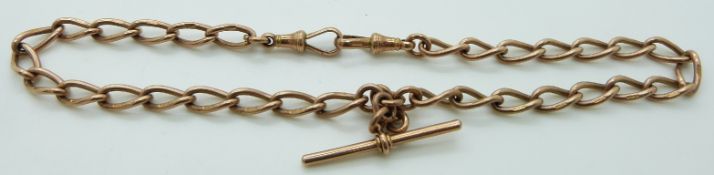 Victorian 9ct rose gold double Albert made up of oval links, 38.4g