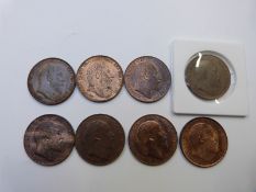 Eight Edward VII pennies, EF+, various dates 1902 -1910