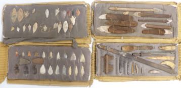 A collection of Neolithic and pre Columbian artefacts from Chile including arrow heads, spears,