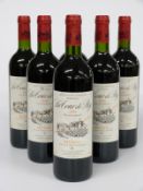 Six bottles of French red Bordeaux wine, Chateau la Tour de By 2000, 13% vol, 75cl