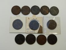 Twelve 1860s Victorian young head bronze pennies including 1860, 1861, 1862, 1863, 1865, 1866,