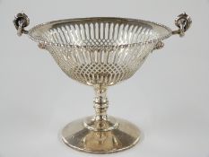 George V hallmarked silver pedestal bonbon dish with pierced decoration, Birmingham 1912 maker's