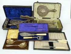 Two hallmarked silver dressing table sets, both in fitted cases, one by Walker & Hall the other with