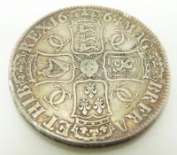 1664 Charles II crown, second bust XVI edge, VF