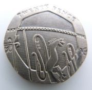 Royal Shield of Arms, undated, error obverse 20 pence coin (2008) mule, Spink 636A EF+