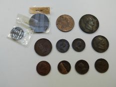 William IV copper pennies, halfpenny and farthings, various grades, together with some VF etc George