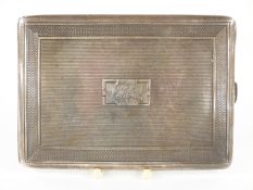 Hallmarked silver 'Slipway' cigarette case with engine turned decoration, Birmingham 1936, 121g