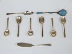 A set of six hallmarked silver golf teaspoons, Georgian hallmarked silver bright cut teaspoon,