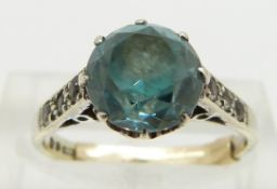 A 9ct white gold ring set with a zircon and white sapphires, size L