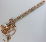 Chinese coin sword with leather strap, length 45cm