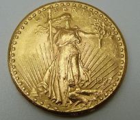 1927 USA Liberty standing, eagle reverse, twenty dollar gold coin, 33.4g