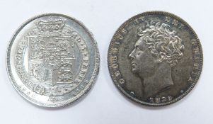 George IV 1824 sixpence, VF, together with an 1829 second bust third - lion reverse, VF-EF, with