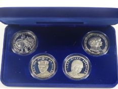 Pobjoy Mint 1981 Prince of Wales and Lady Diana Spencer wedding four crown medal proof silver coins,
