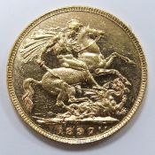 1897 gold full sovereign, cased with London Mint Office certificate